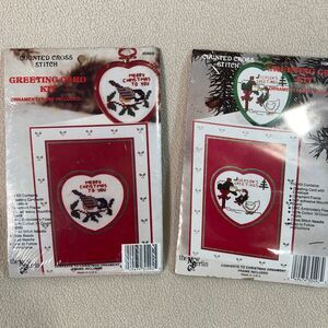New Berlin Set of 2 Greeting Card Convert to Christmas Ornament Cross Stitch Kit